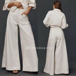 Anthropologie Pilcro Olli High Rise Wide Leg Flare Jeans White 28 NWT
